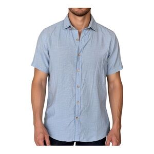 Tenth + Ocean Washable Short-Sleeve Button-Down Linen Blend Shirt.